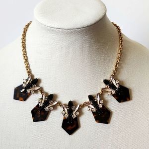 J Crew Rhinestone and Tortoiseshell Necklace